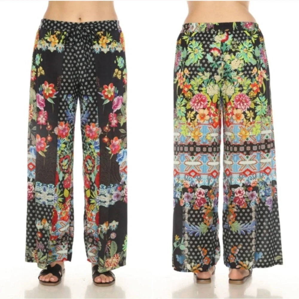 Johnny Was Multicolor Floral Patchwork Pants - Picture 10 of 14
